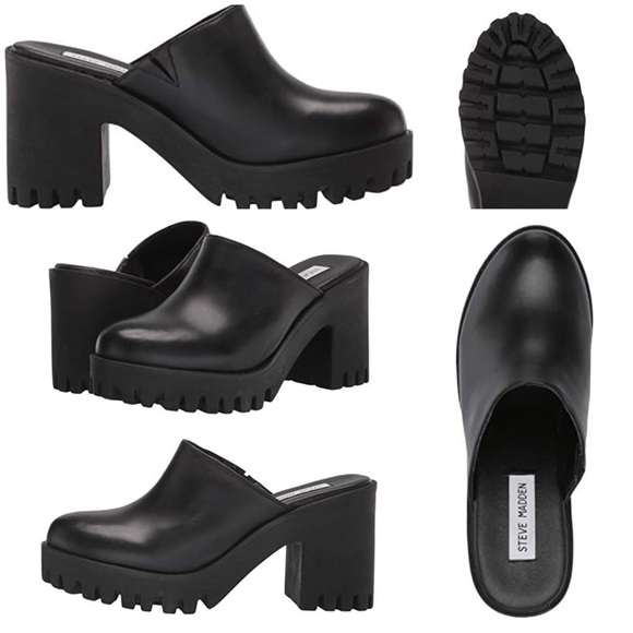 Steve Madden Black Platform Mules - Picture 11 of 13